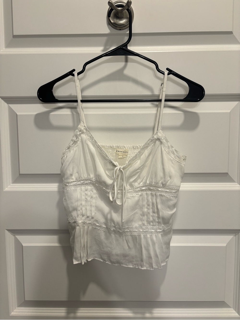 Aeropostale White Lace-Accent Spaghetti Strap Camisole